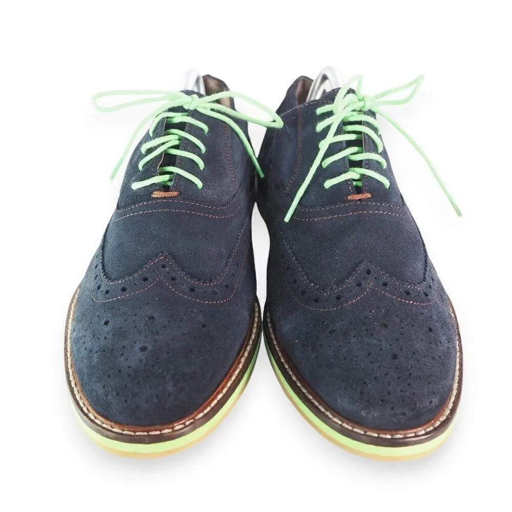 Banana Republic Taylor Wingtip Suede Oxfords Navy‎ / Lime Men's 10M